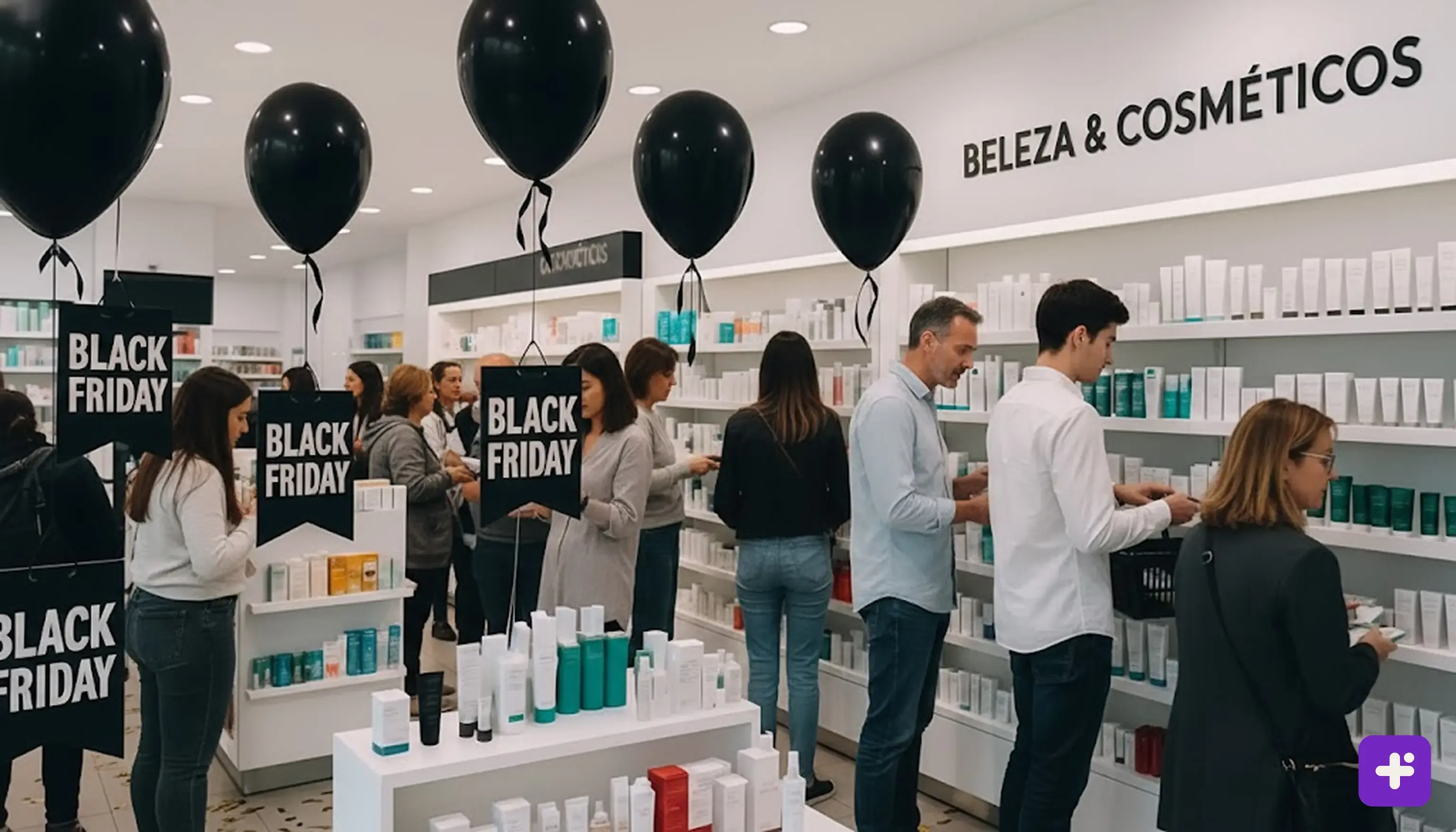 Pessoas no setor de beleza e cosméticos na farmácia