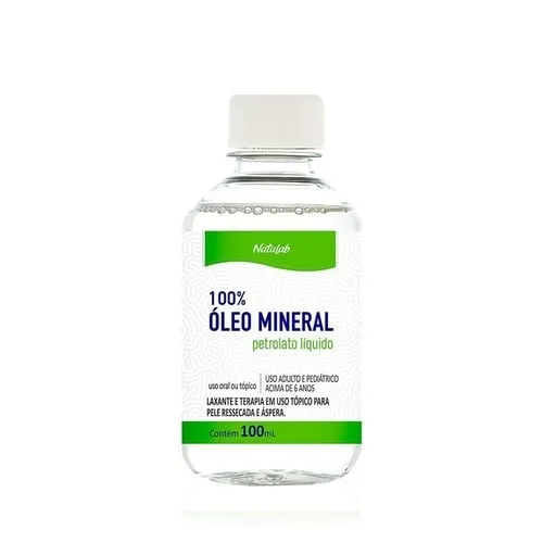 Imagem de Óleo Mineral Natulab 100%, frasco com 100mL de óleo de uso oral ou dermatológico