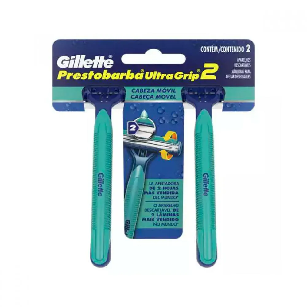 Imagem de Aparelho de Barbear Prestobarba 2 Ultragrip Cabeça Móvel C/ 2 unidades