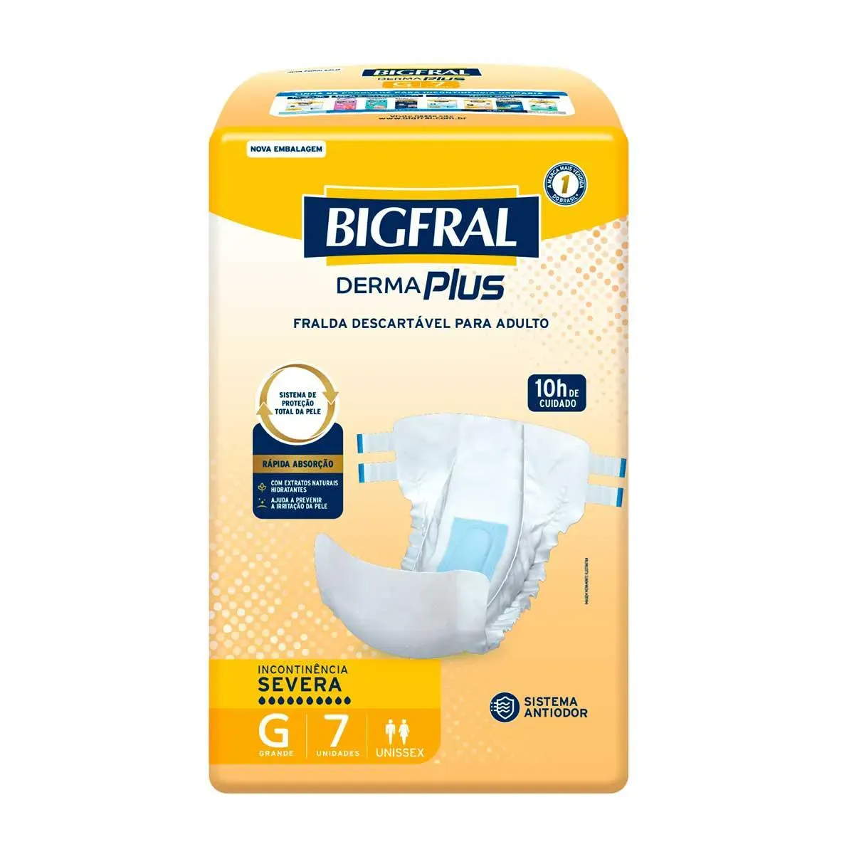 Imagem de Fralda Geriátrica Unissex Bigfral Derma Plus Adulto G 7 unidades