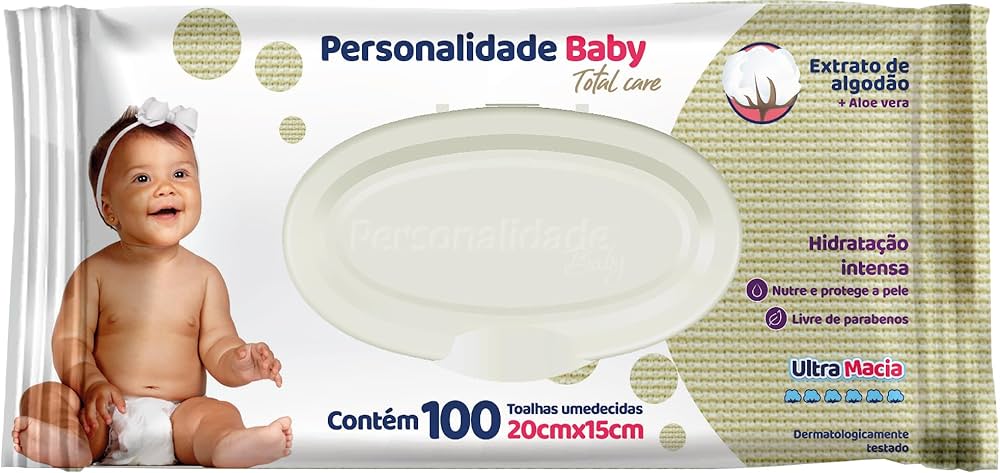 Imagem de Lenço Umedecido Personalidade Baby Aloe Vera sem Álcool Puxa Fácil 100 unidades
