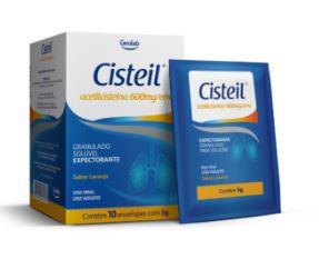 Imagem de Cisteil Acetilcisteina 600mg Granulado Solúvel Expectorante 10 envelopes com 5g cada