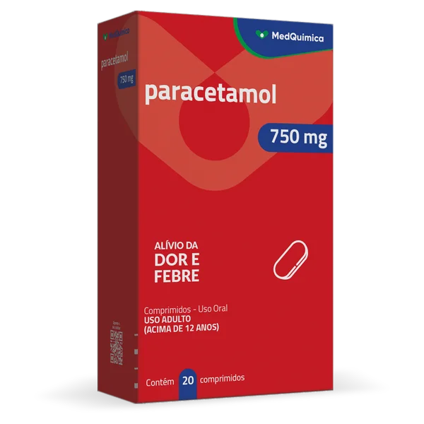 Imagem de Paracetamol 750mg Medquímica Caixa 20 Comprimidos