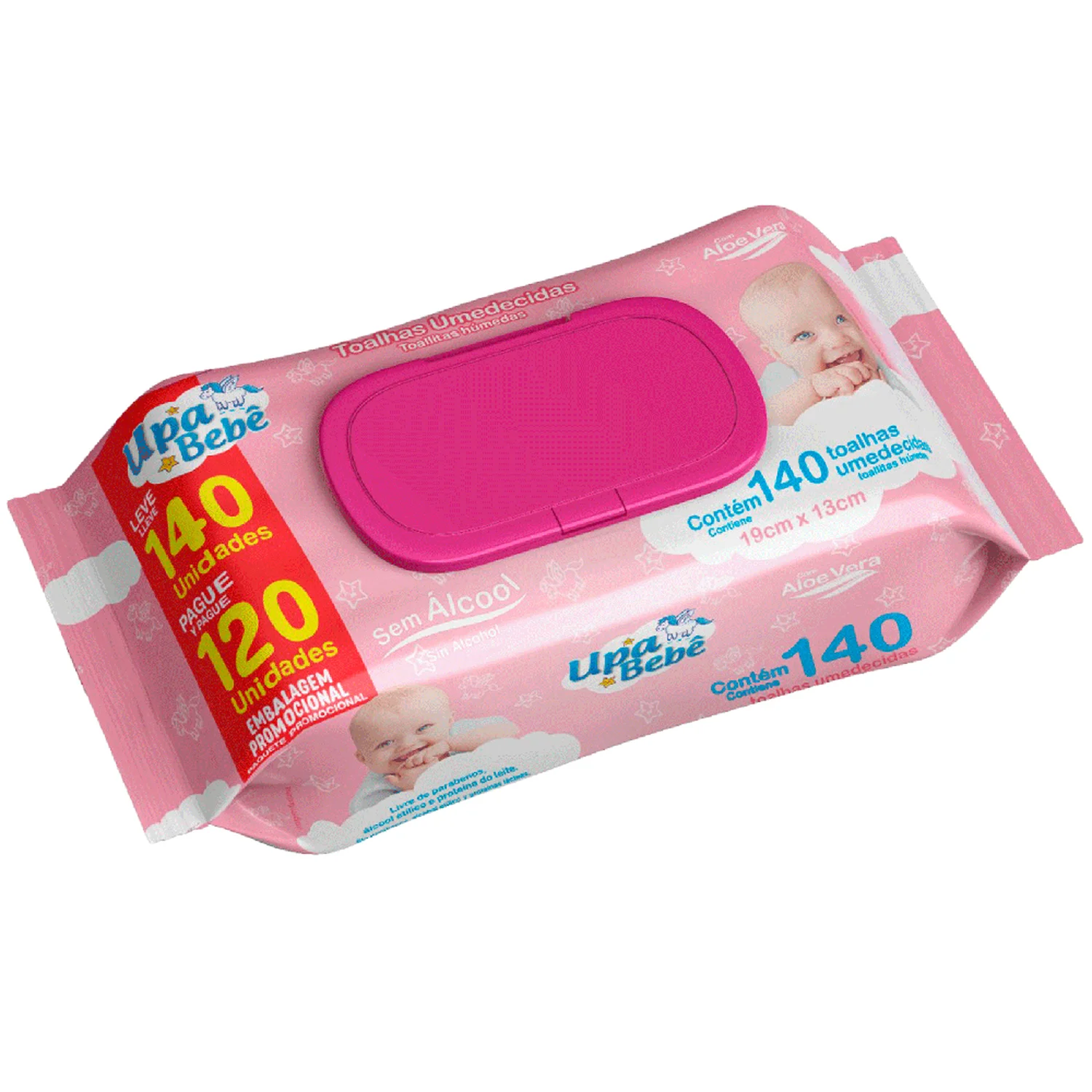 Imagem de Toalha Umedecida Upa Bebê Lv140 Pg120 120 Unidades Rosa