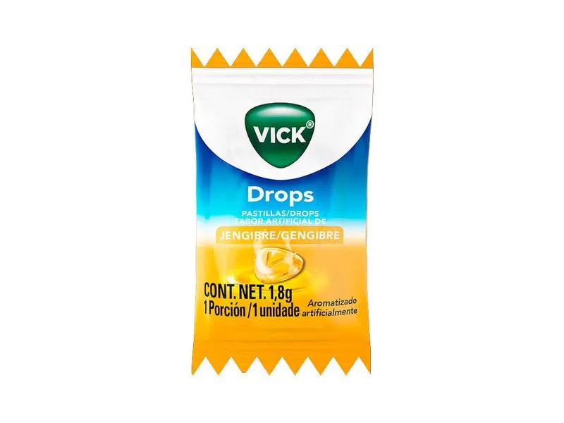Imagem de Pastilha Vick Drops Gengibre Sachê 1 Unidade 1,8g