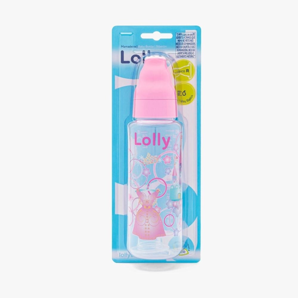 Imagem de Mamadeira Lolly Tip Bico de Silicone Ortodôntico Rosa 240ml
