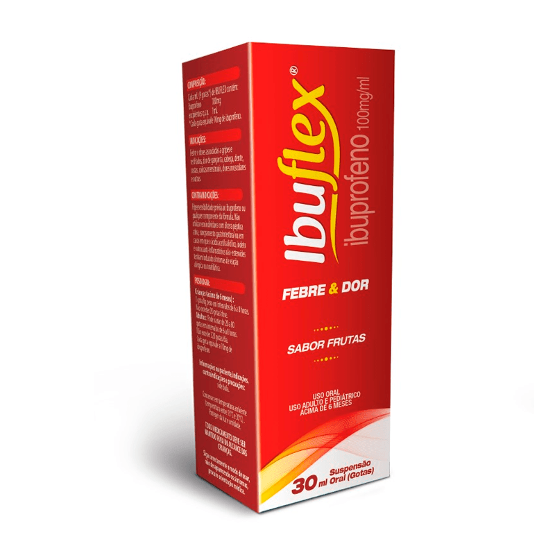 Imagem de Ibuflex Suspensão Oral 100mg/mL, caixa com 1 frasco gotejador com 20mL de suspensão de uso oral