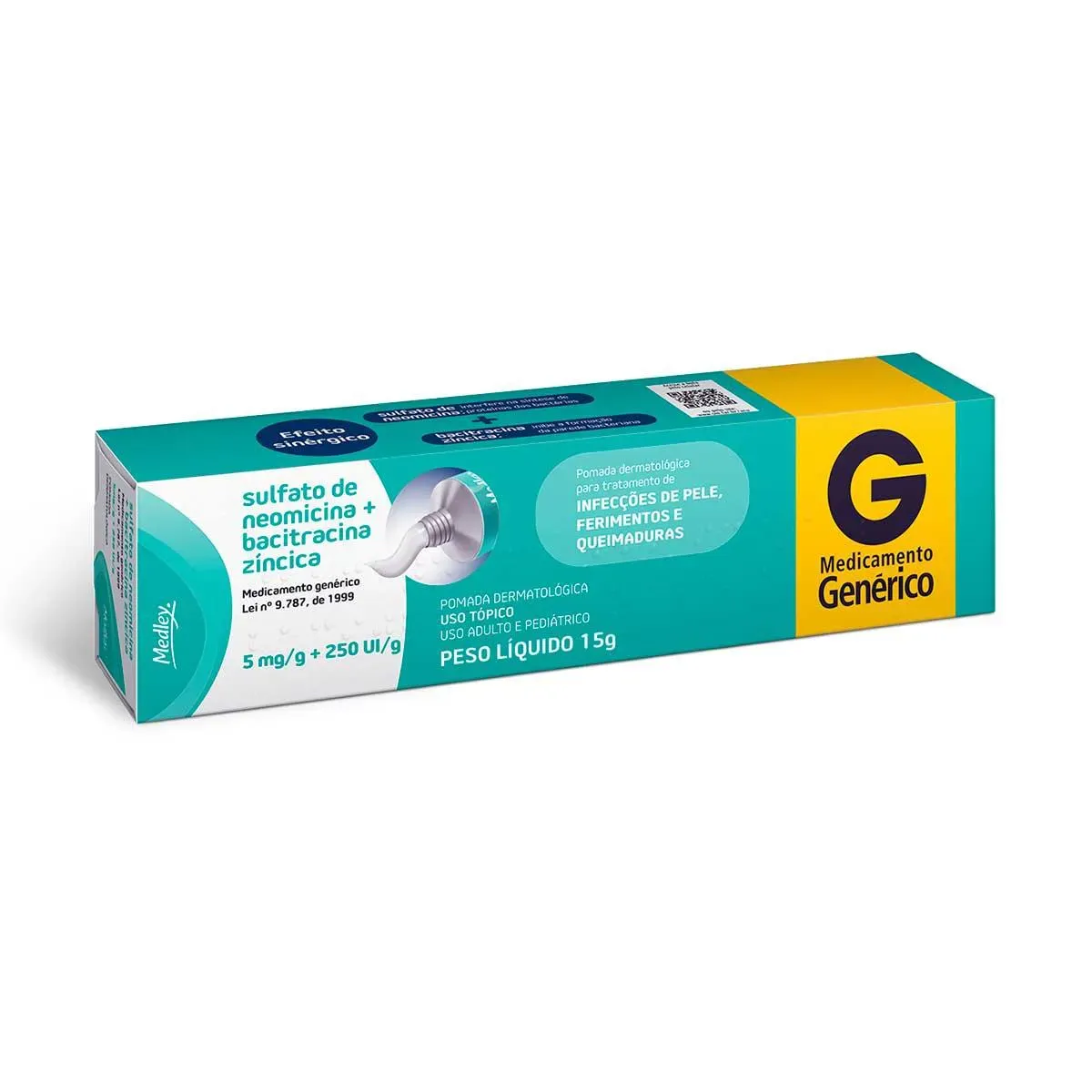 Imagem de Sulfato de Neomicina 5mg + Bacitracina 250UI Pomada Dermatológica 15g Medley Genérico