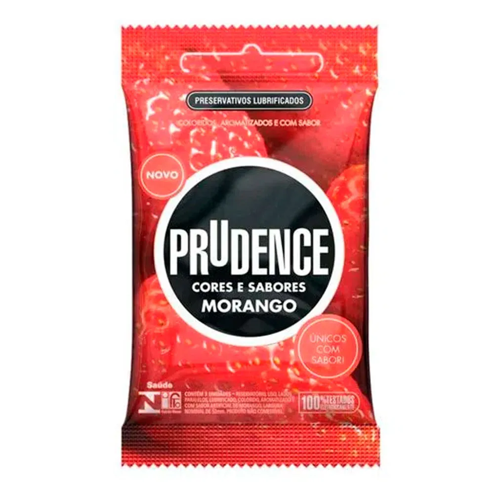 Imagem de Preservativo Prudence Morango Lubrificado 3 Unidades