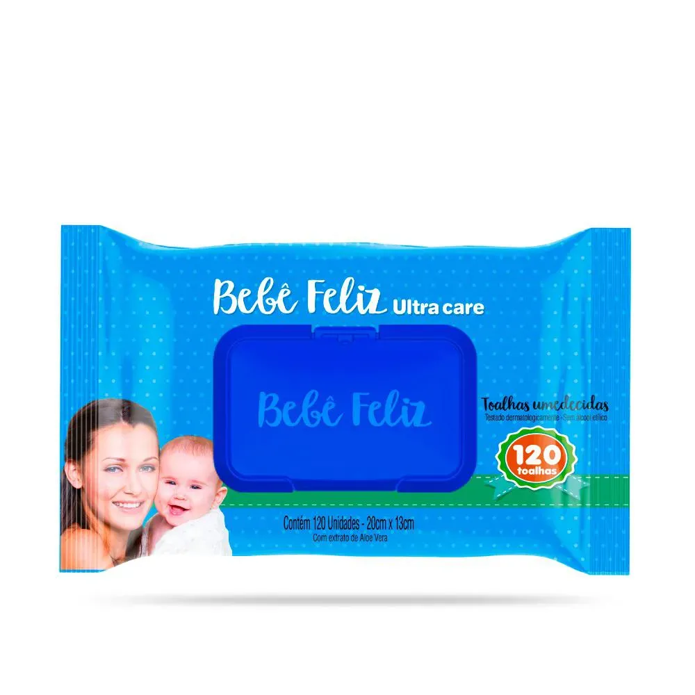 Imagem de Lenço Umedecido Bebê Feliz Ultra Care Aloe Vera 120 unidades