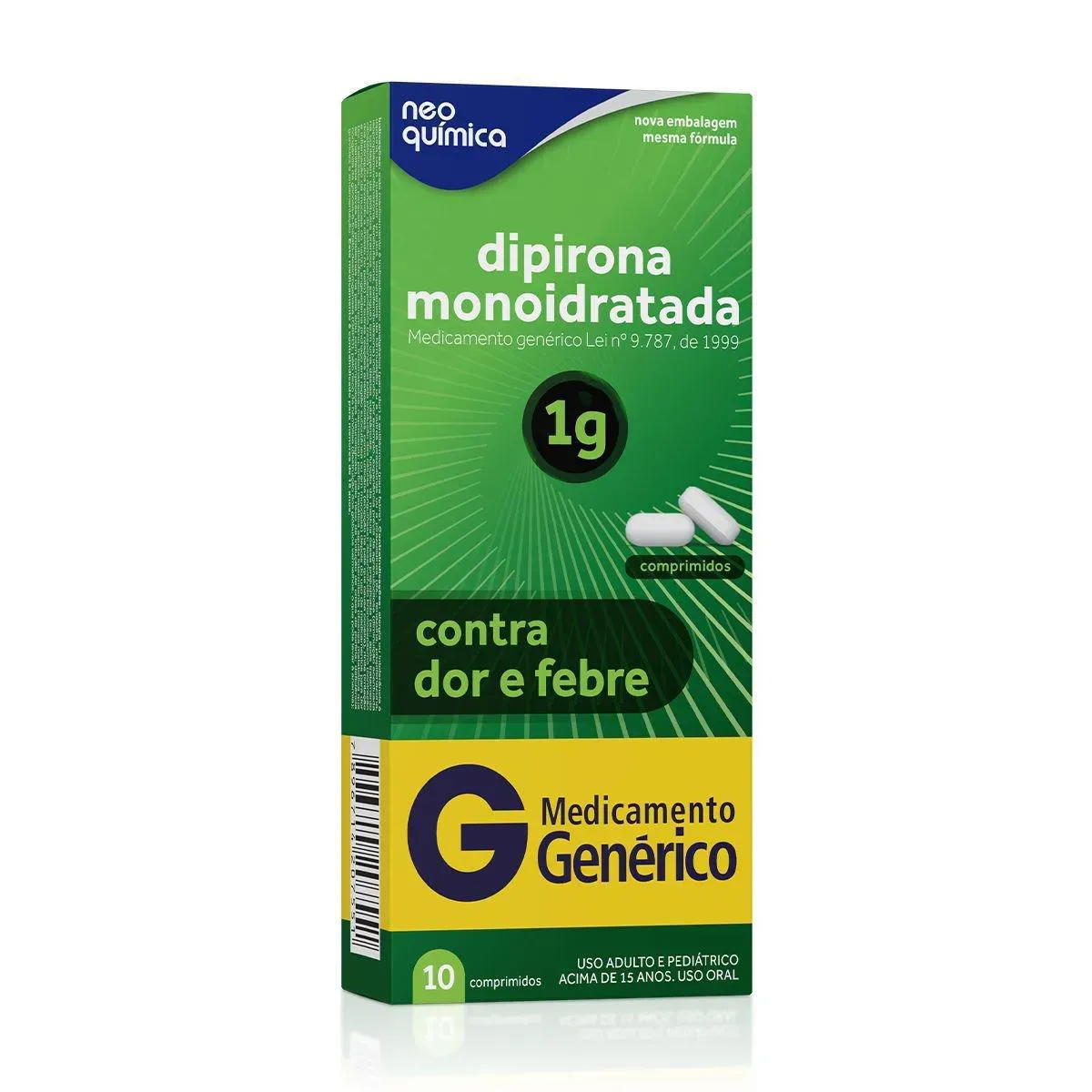 Imagem de Dipirona Monoidratada 1g 10 comprimidos Neo Química Genérico