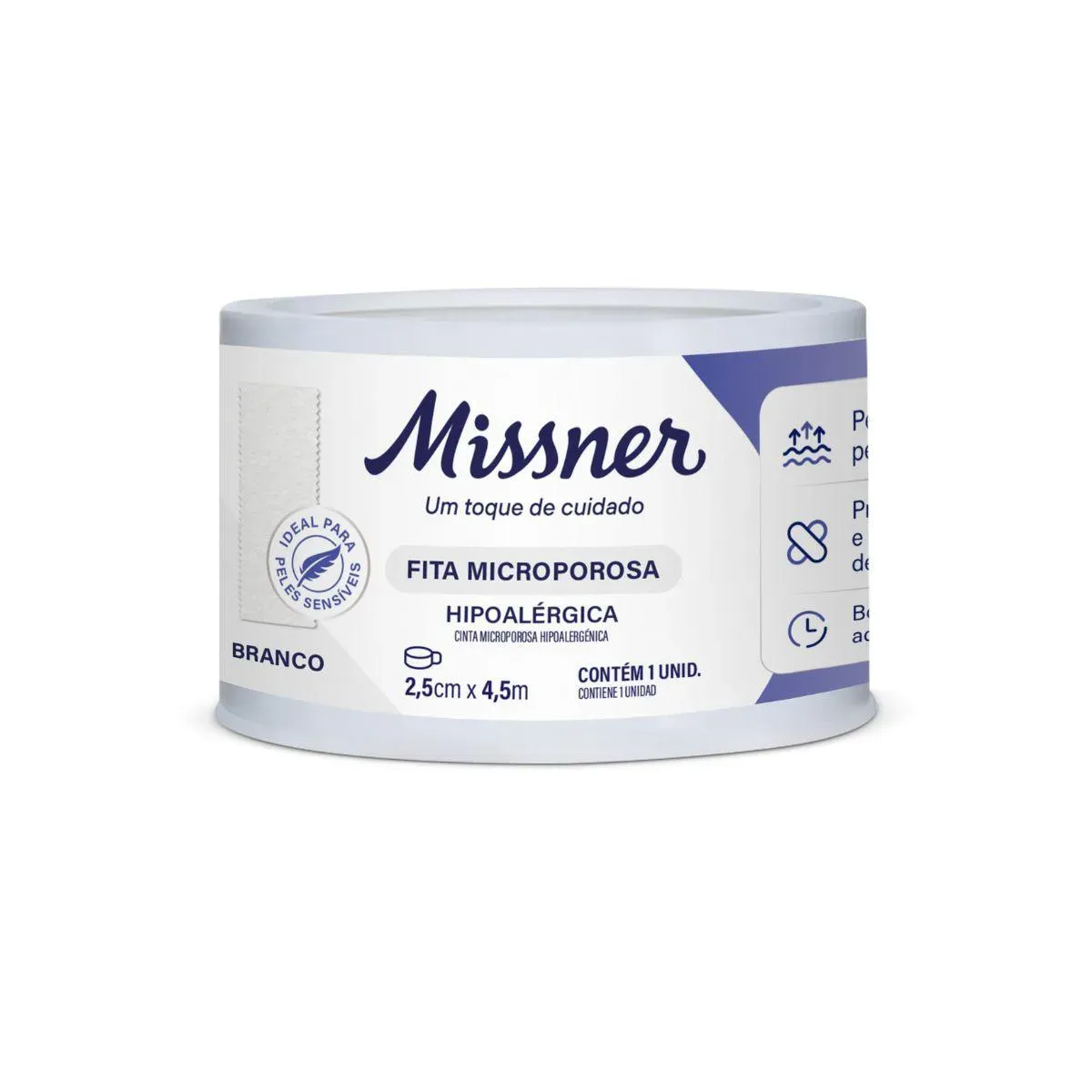 Imagem de Fita Microporosa Branco Missner 2,5cm X 4,5m
