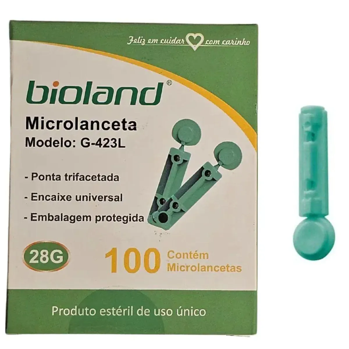 Imagem de Microlanceta Trifacetada Encixe Universal 100Un 28G - Bioland