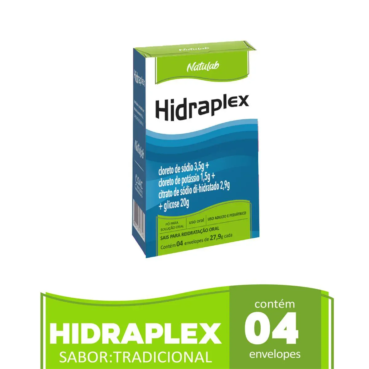 Imagem de Sais para Reidratação Oral Hidraplex Natulab Pó para Solução Oral 4 envelopes de 27,9g cada