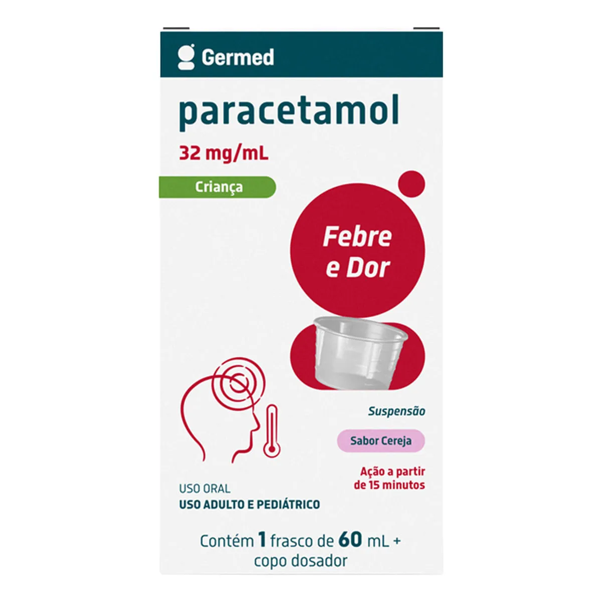 Imagem de Analgésico e Antitérmico Paracetamol 32mg/ml Genérico Germed 60ml