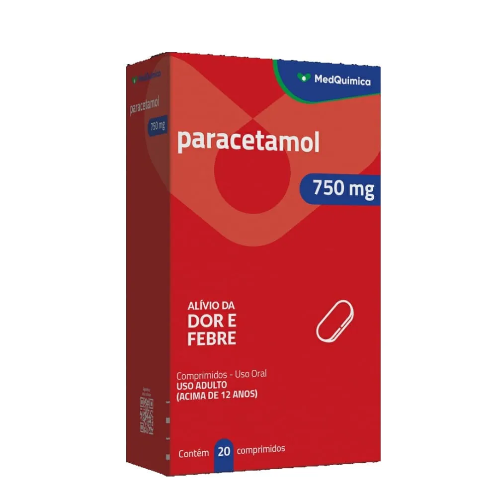 Imagem de Paracetamol 750mg Medquímica Caixa 20 Comprimidos