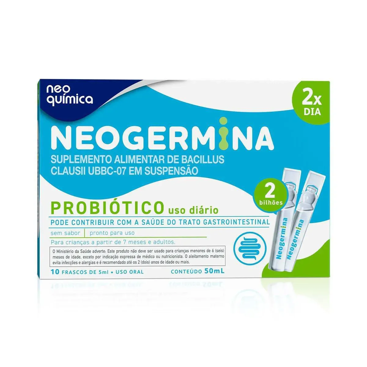 Imagem de Probiótico Neogermina 2 bilhões 10 frascos de 5ml cada