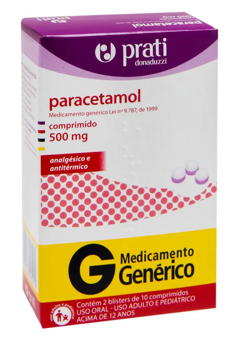 Imagem de Paracetamol 500mg 20 comprimidos Prati Donaduzzi Genérico