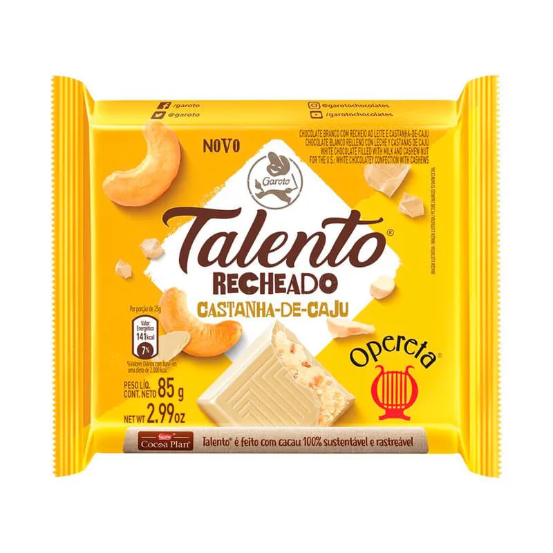 Imagem de Chocolate Garoto Talento Opereta Castanha-de-Cajú 85g