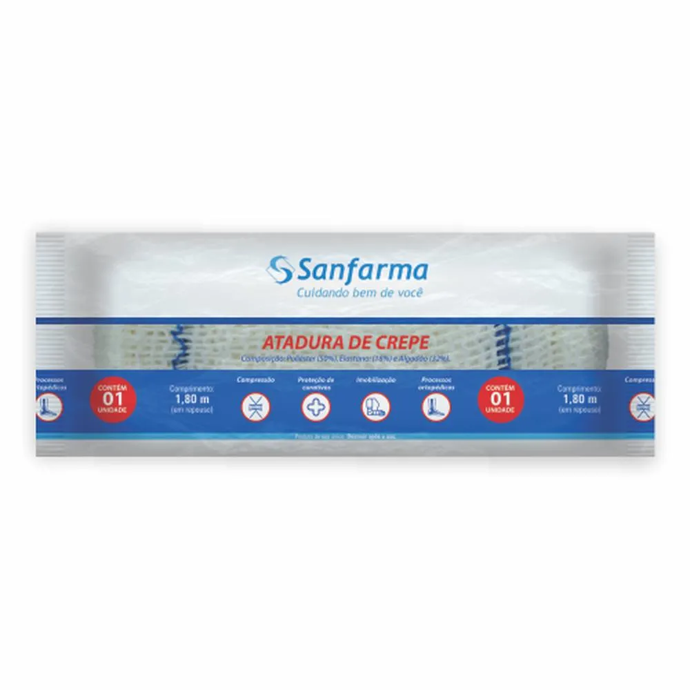 Imagem de Atadura Crepe 6cm X 1,8m Sanfarma com 1 Unidade