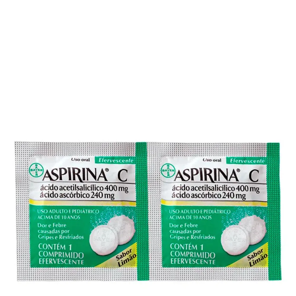 Imagem de Analgésico e Antitérmico Aspirina C 400mg + 240mg 2 Comprimidos Efervescentes Limão
