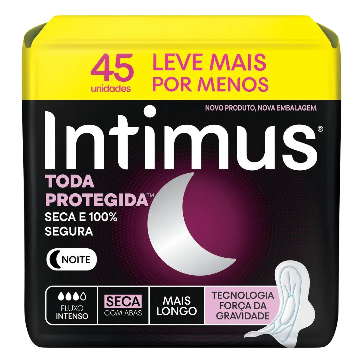 Imagem de Absorvente Intimus Noturno Toda Protegida Cobertura Seca Com Abas 45 unidades