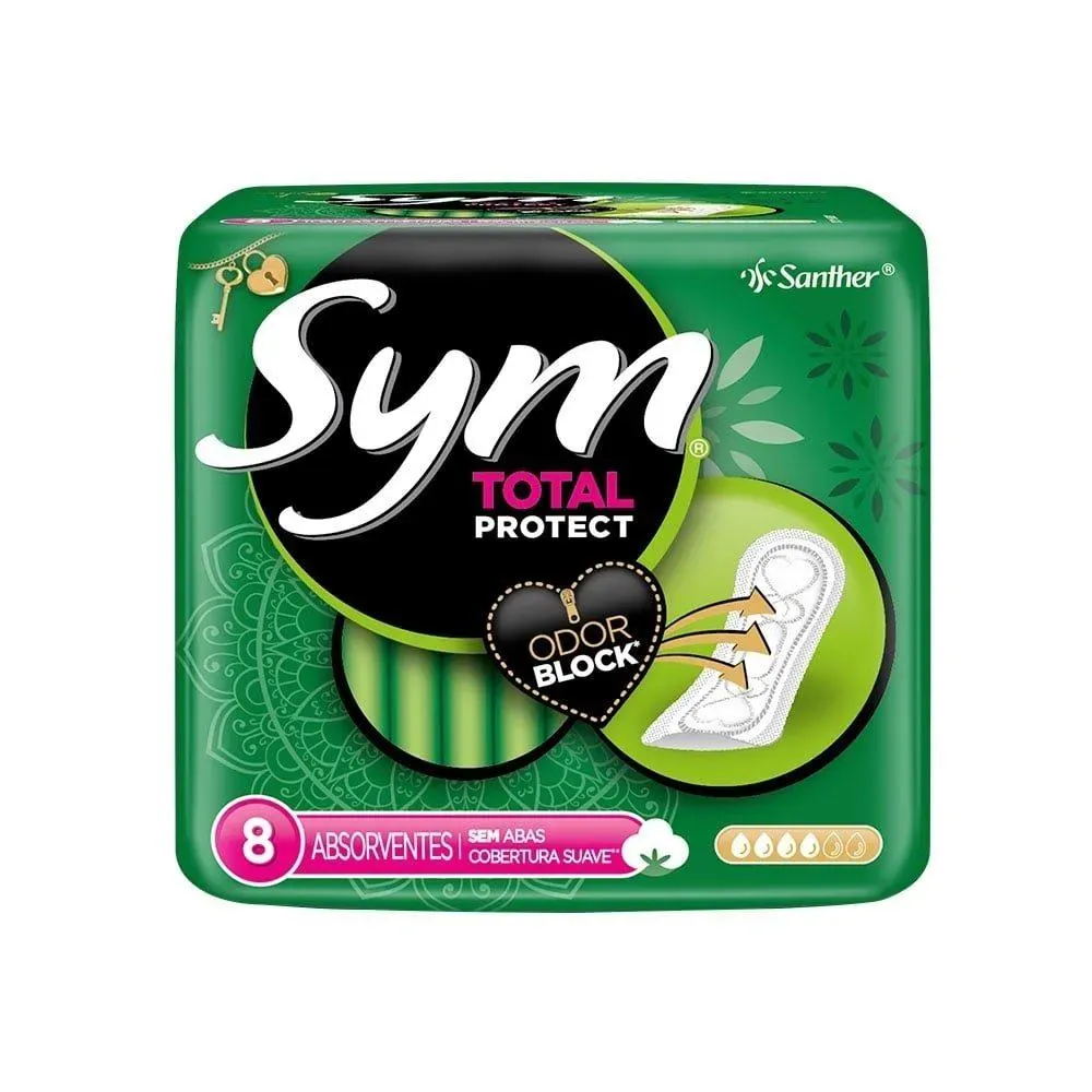 Imagem de Absorvente Sym Cobertura Suave sem Abas Embalagem com 8 Unidades