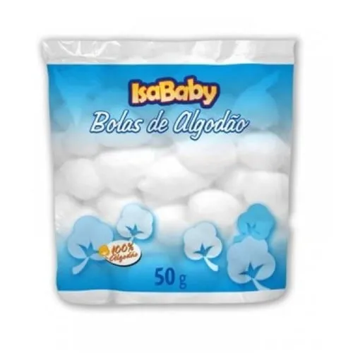 Imagem de Algodão Redondo IsaBaby branco, pacote com 50g