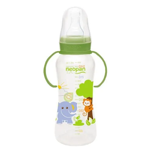 Imagem de Mamadeira Neopan Cristalpan com Alca Verde 250ml