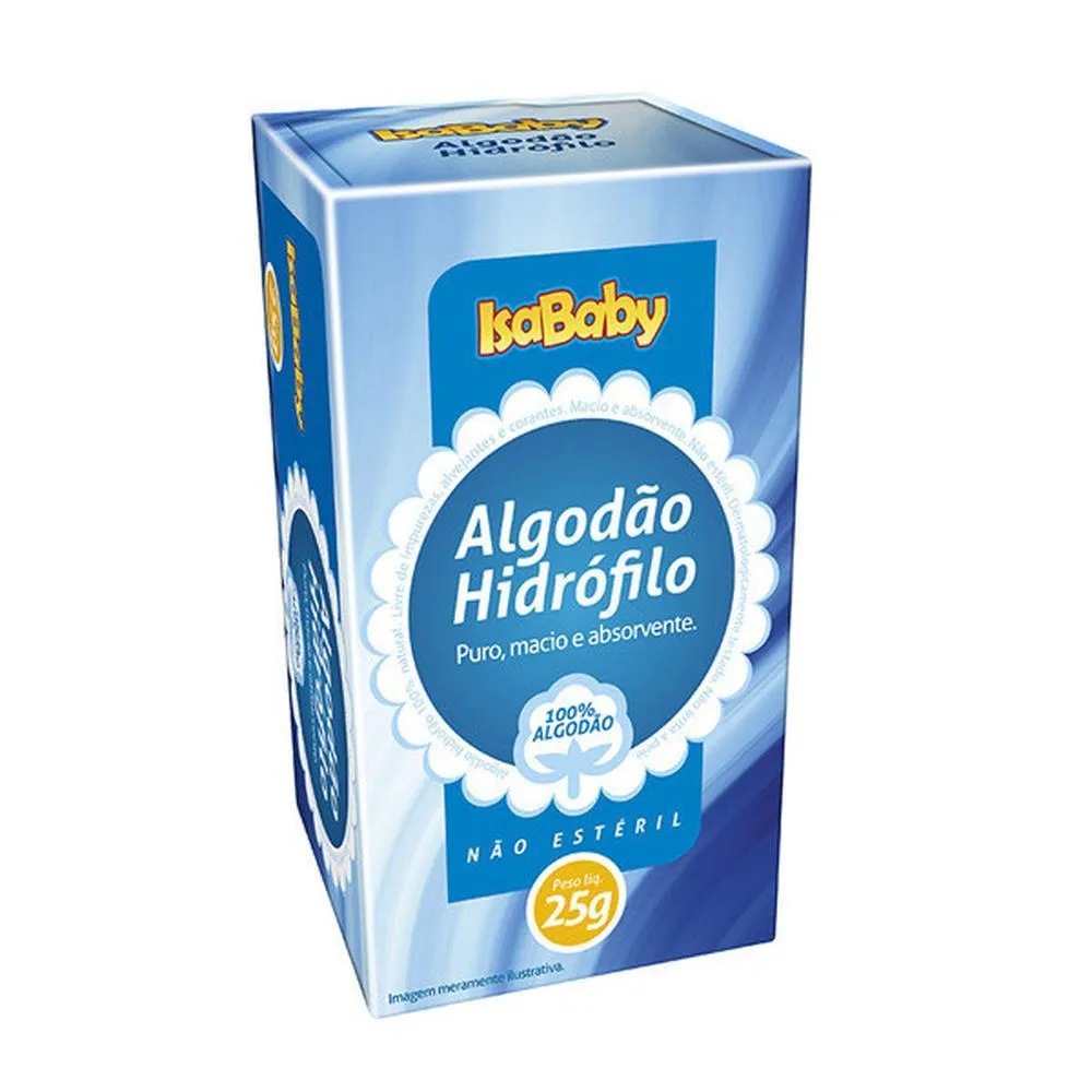 Imagem de Algodão Hidrófilo Isababy Branco 25g