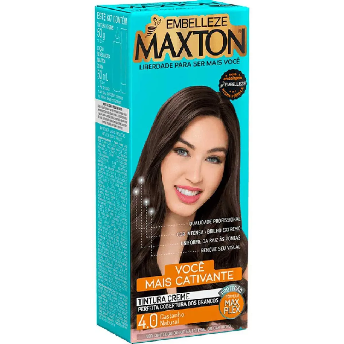 Imagem de Tinta de Cabelo Permanente Maxton Você Mais Encantadora - 4.0 Castanho Natural