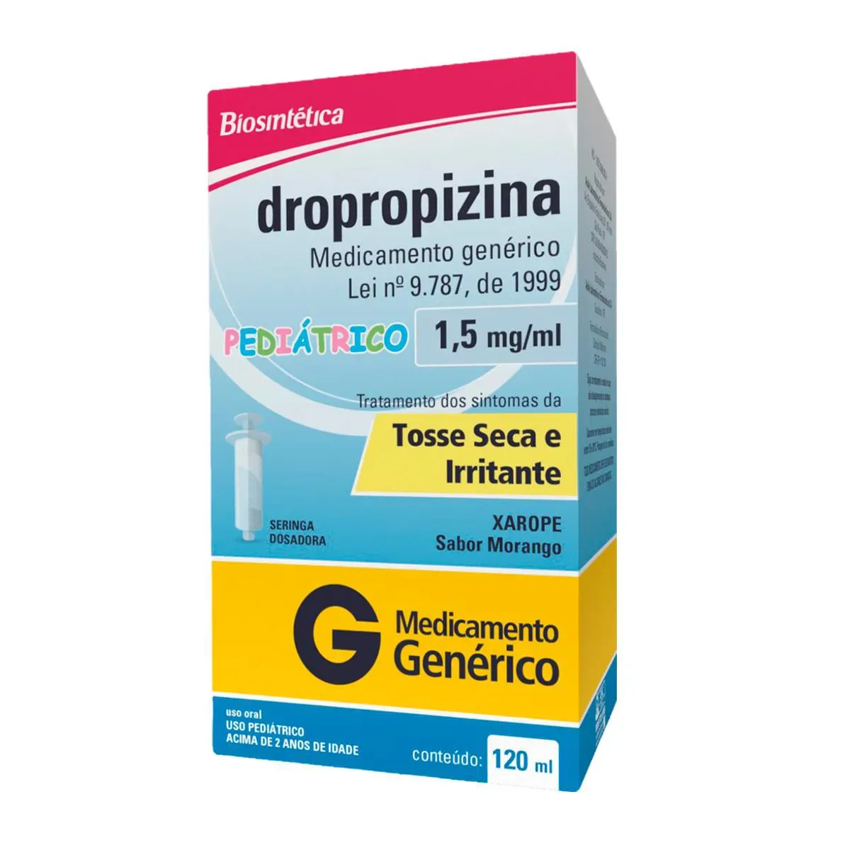 Imagem de Dropropozina 1,5mg/ml Xarope 120ml + Seringa Aché Genérico