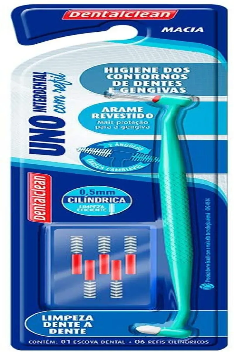 Imagem de Escova de Dentes Unitufo Uno Dentalclean com Suporte para Interdental Cilíndrica - Grátis Refil 0, 5 Mm 6 unidades