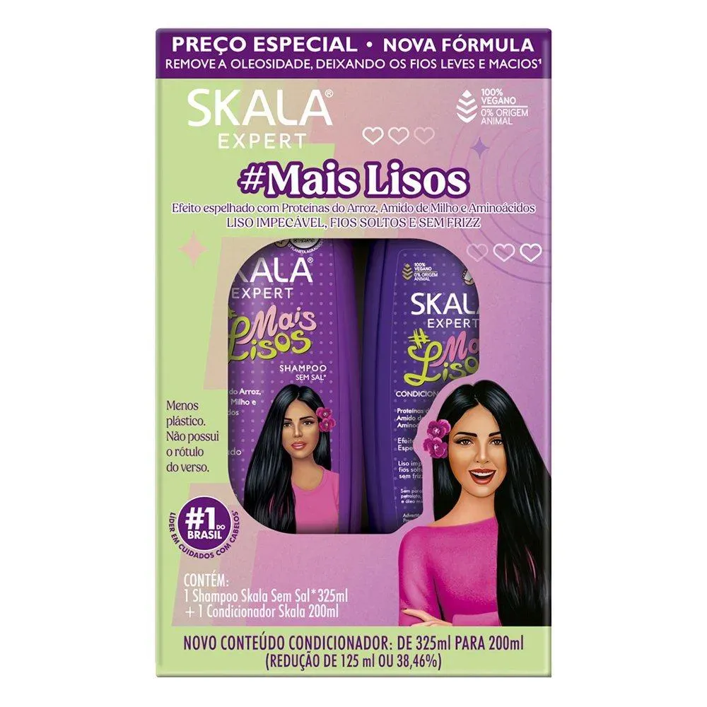Imagem de Kit Shampoo 325Ml + Condicionador Skala Mais Lisos 200Ml