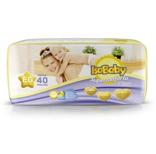 Imagem de Fralda IsaBaby Premium EG, pacote com 40 unidades
