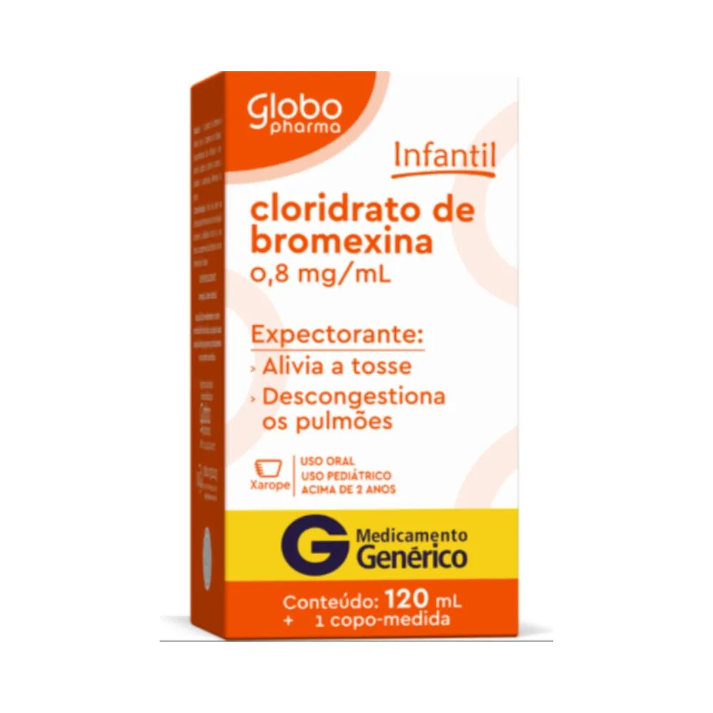 Imagem de Cloridrato De Bromexina 4mg/5ml Xarope Infantil 120ml Globo Pharma  Generico