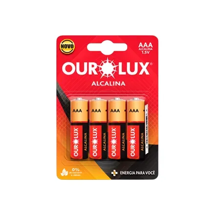 Imagem de Pilha Ourolux Palito Alcalina AAA 4 Unidades