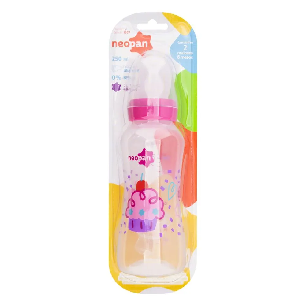 Imagem de Mamadeira Neopan Bico Ortodôntico 2052 Tamanho 2 Rosa 250ml