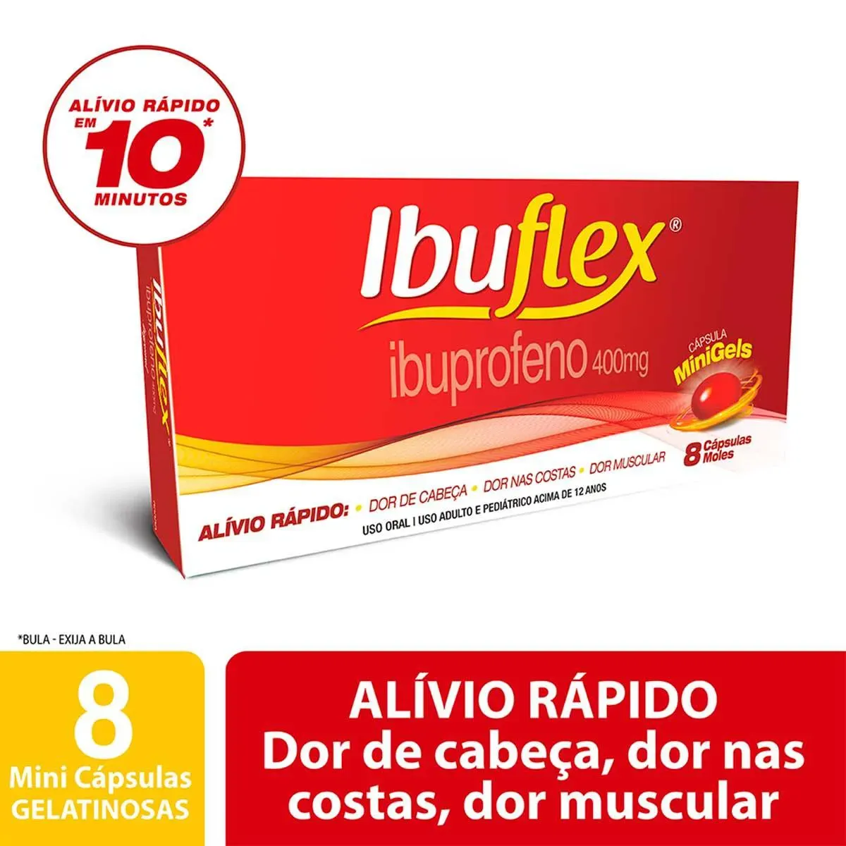 Imagem de Ibuflex Ibuprofeno 400mg 8 cápsulas