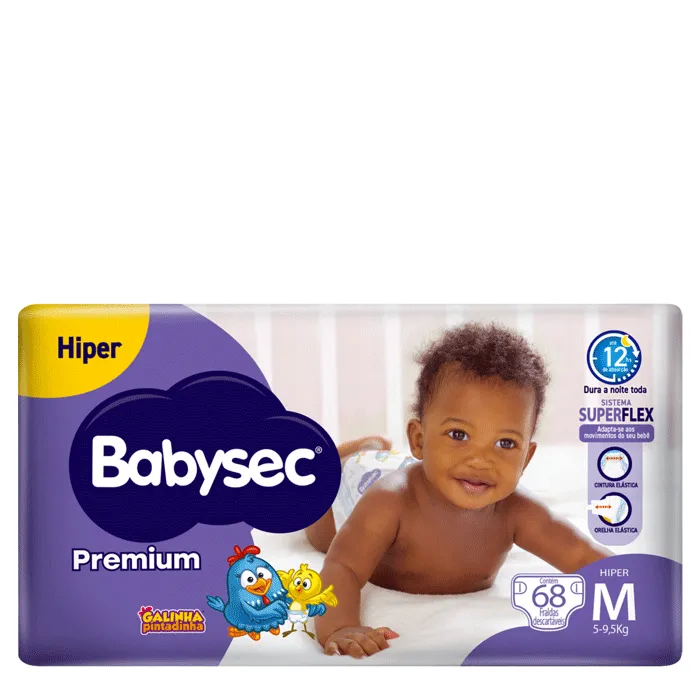 Imagem de Fralda Babysec Premium Galinha Pintadinha M 68 Unidades