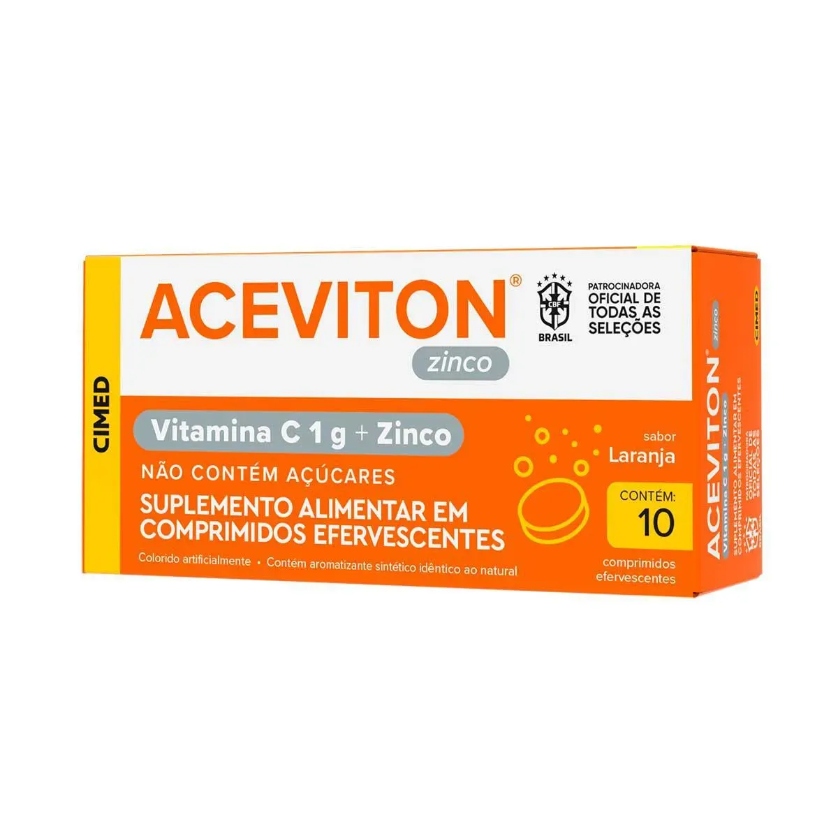 Imagem de Vitamina C Efervescente + Zinco Aceviton Laranja 10 comprimidos