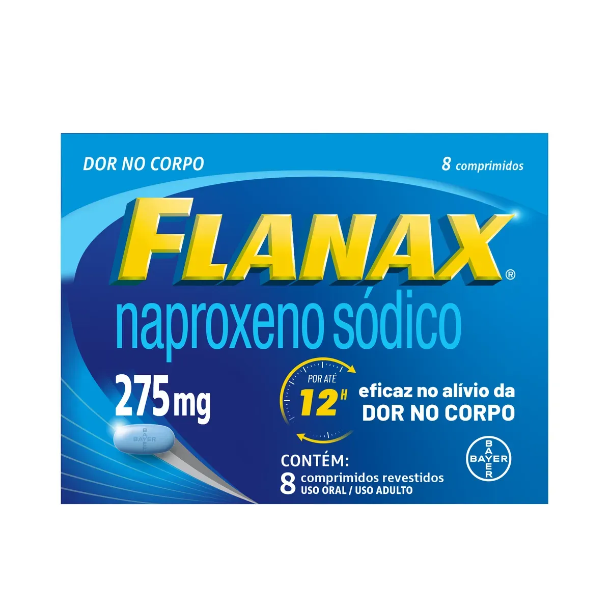Imagem de Flanax Naproxeno Sódico 275mg 8 comprimidos
