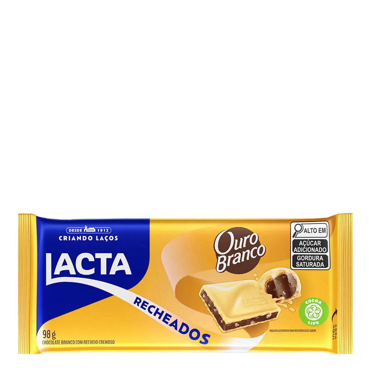 Imagem de Chocolate Branco Lacta Com Recheio Ouro Branco 98g