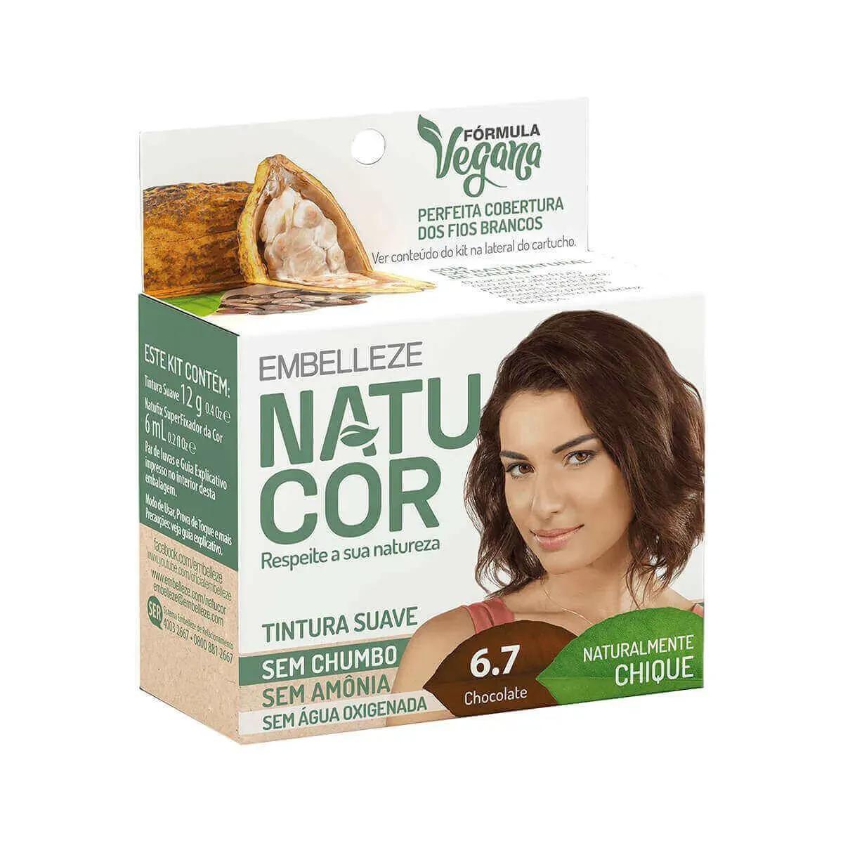 Imagem de Tinta de Cabelo Permanente Embelleze Natucor - 6.7 Chocolate
