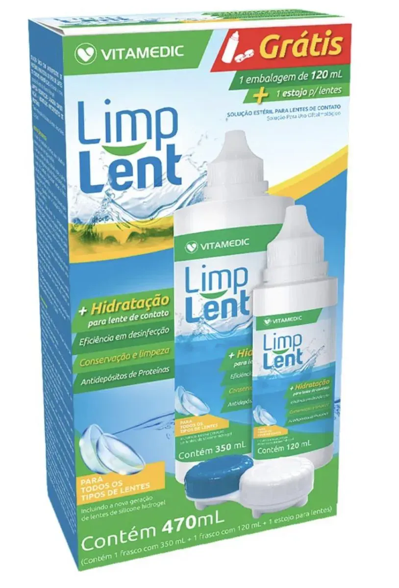 Imagem de Solucao para Lente de Contato 350ml +120ml Limp Lent com Estojo Grátis