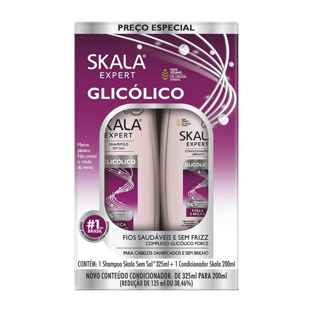 Imagem de Kit Shampoo 325Ml + Condicionador 200Ml Skala Genetiqs Glicólico