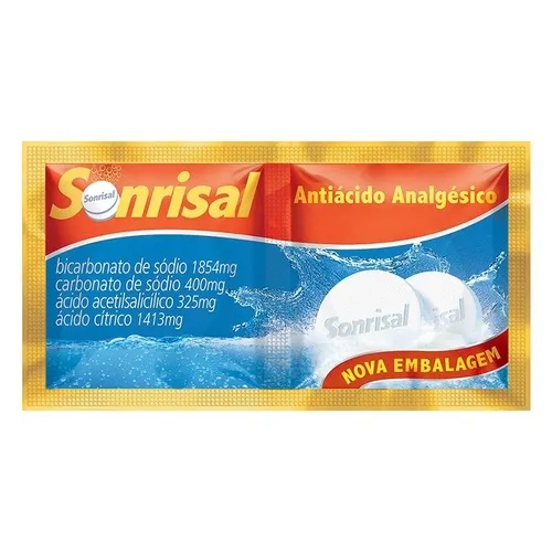 Imagem de Sonrisal 1854mg + 400mg + 325mg + 1413mg, blister com 2 comprimidos efervescentes, sabor tradicional