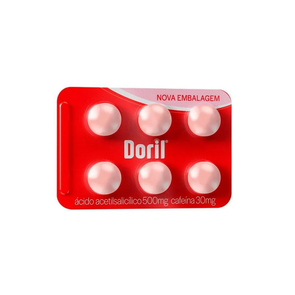 Imagem de Doril Acido Acetilsalicilico 500mg + Cafeína 30mg 6 comprimidos