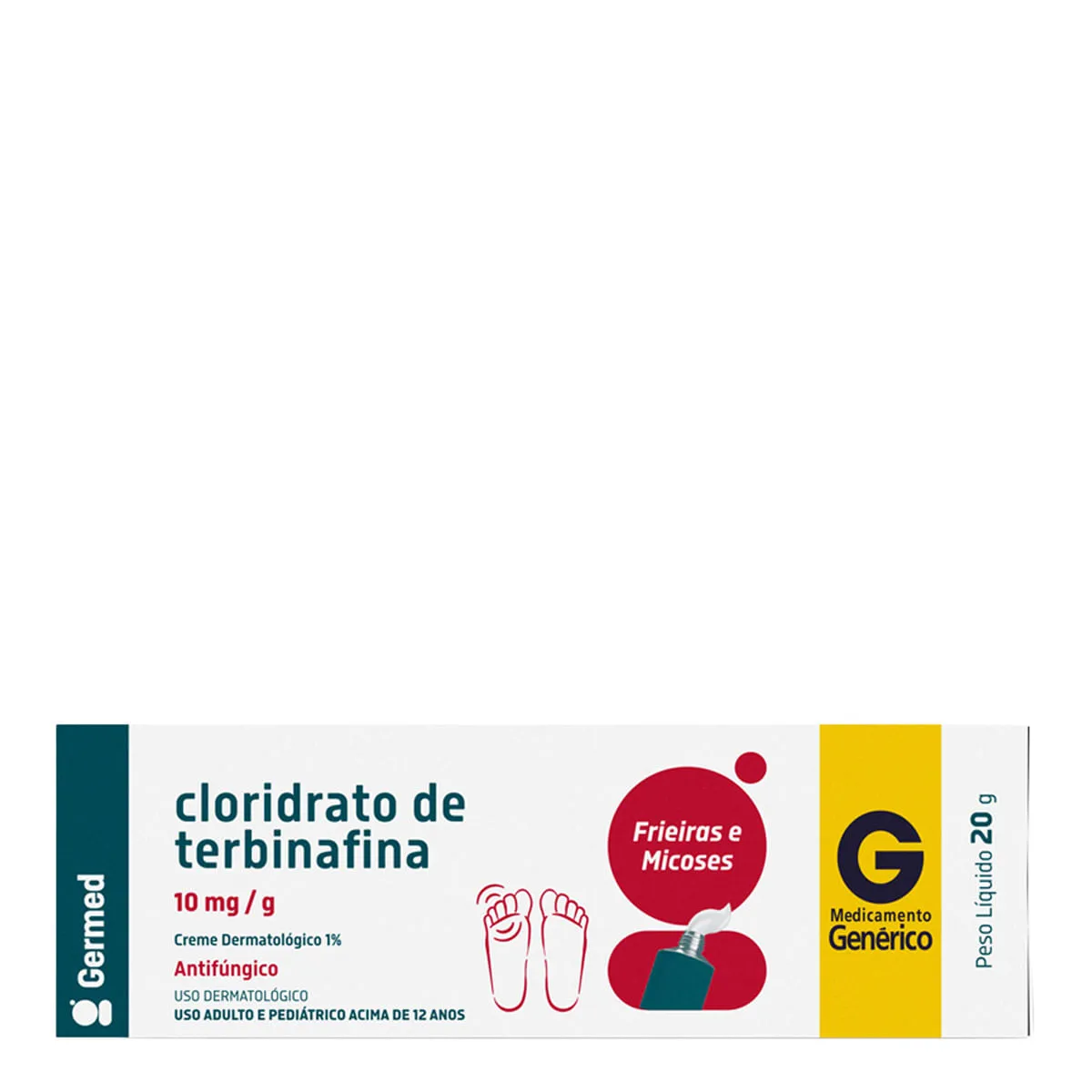 Imagem de Antifúngico e Antimicótico Cloridrato de Terbinafina 10mg/g Genérico Germed 20g Creme