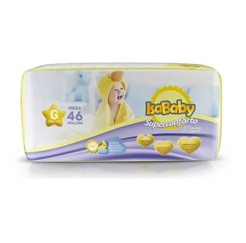 Imagem de Fralda IsaBaby Premium G, pacote com 46 unidades